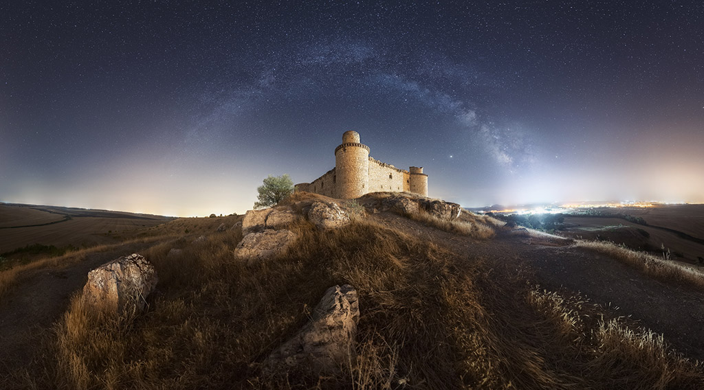 Milky Way arch over the Barcience castle in Toledo (Spain) by Luis Cajete