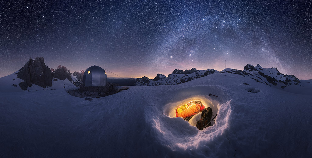Bivouac bajo la Vía Láctea, cerca del Refugio Verónica - Picos de Europa España - Pablo Ruiz García Bivouac en la nieve bajo la Vía Láctea, cerca del Refugio Verónica en Picos de Europa (España) de Pablo Ruiz García