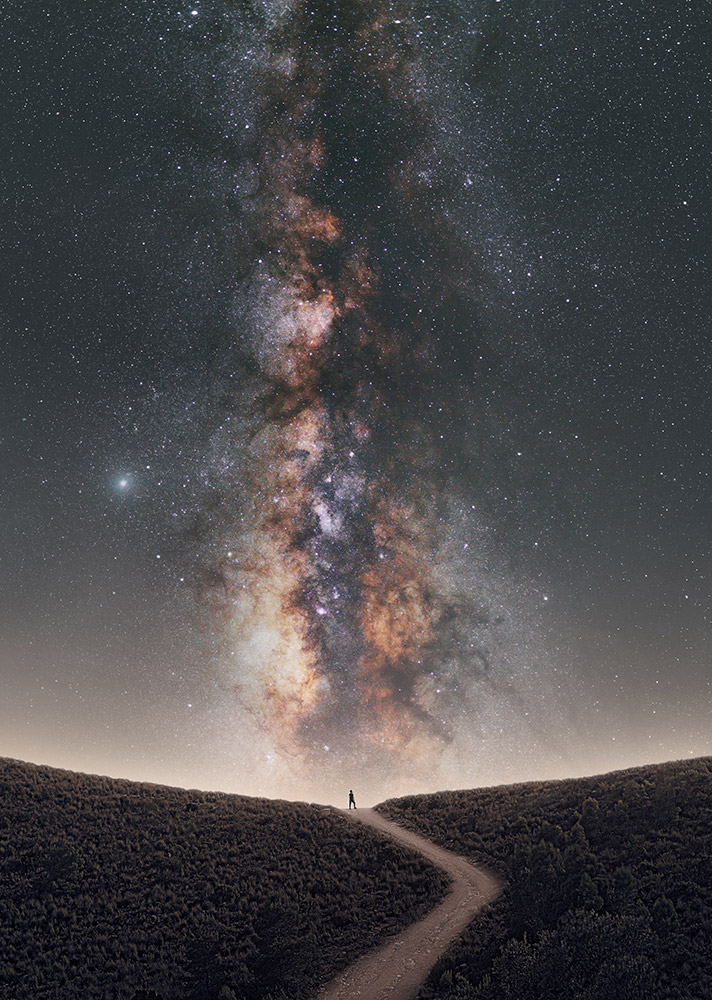 Vertical Milky Way at the end of the road in Yecla (Spain) by Jaime Gil